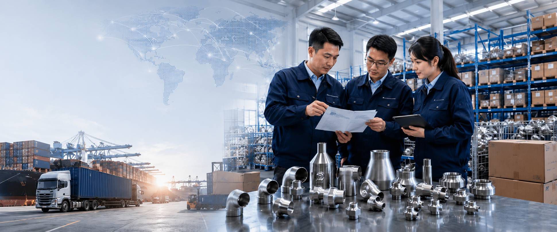 Industrial pipe fittings, export logistics and quality coordination
